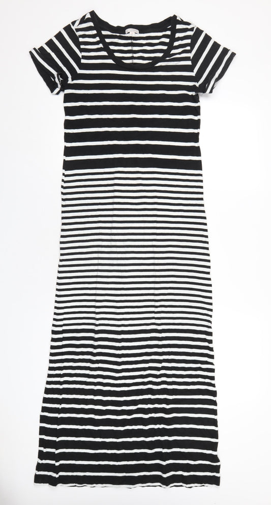Gap Womens Black Striped Cotton Slip Dress Size S Round Neck Pullover