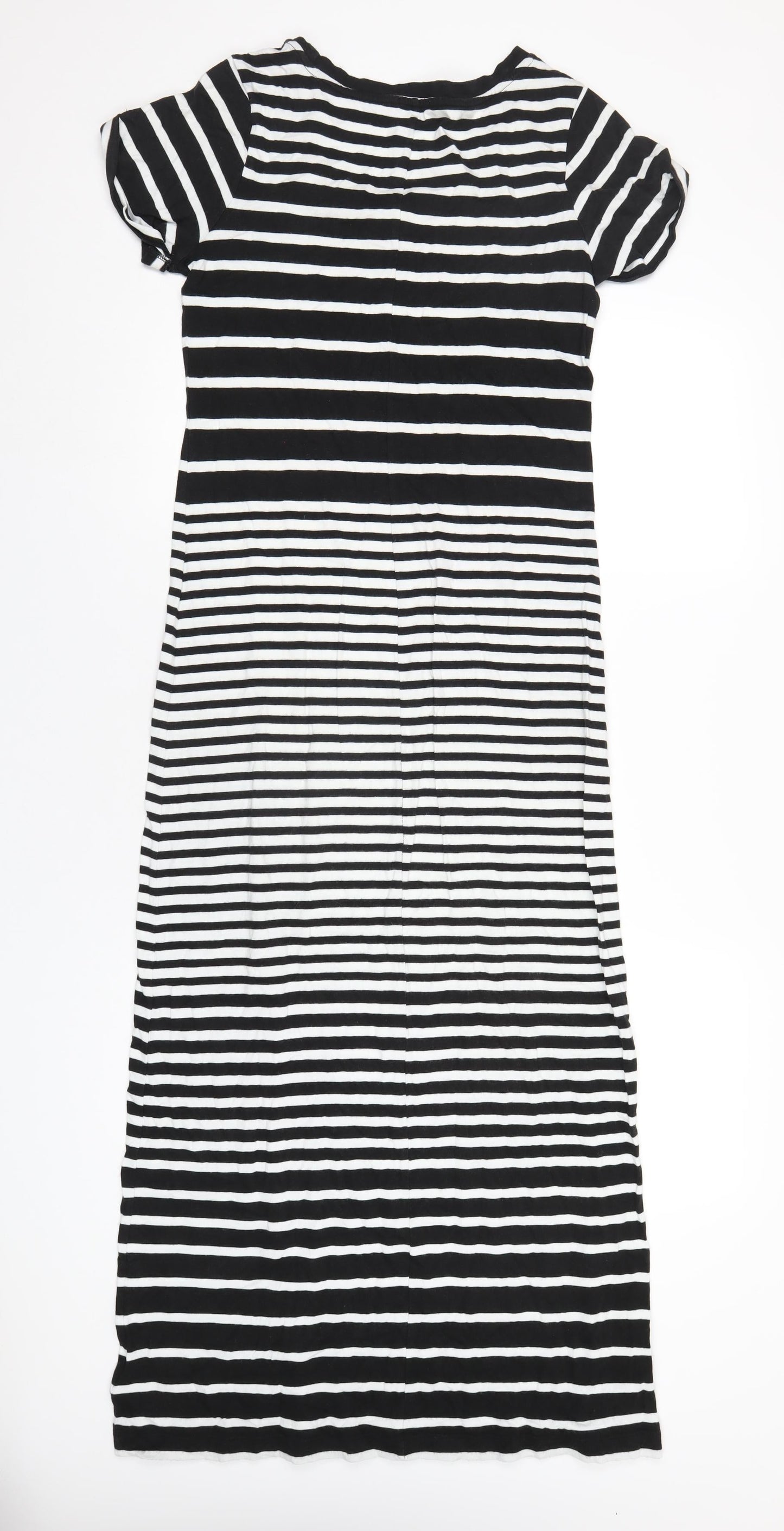 Gap Womens Black Striped Cotton Slip Dress Size S Round Neck Pullover