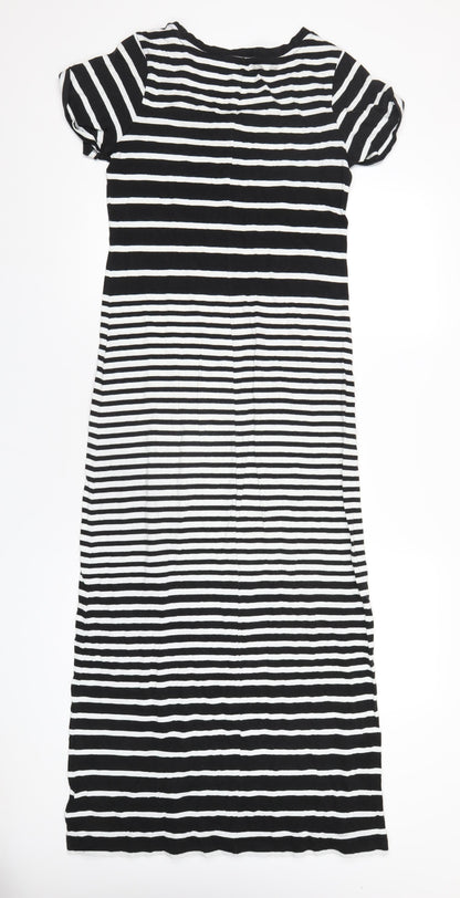 Gap Womens Black Striped Cotton Slip Dress Size S Round Neck Pullover
