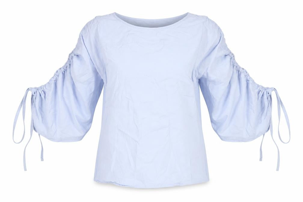 Marks & Spencer Womens Blue Cotton Basic T-Shirt Size 8 Round Neck