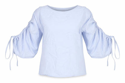Marks & Spencer Womens Blue Cotton Basic T-Shirt Size 8 Round Neck
