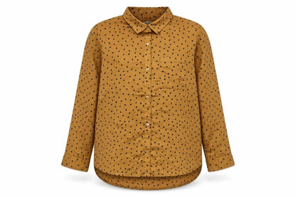 JACHS Womens Brown Polka Dot Polyester Basic Button-Up Size XL Collared