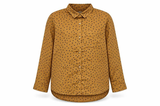 JACHS Womens Brown Polka Dot Polyester Basic Button-Up Size XL Collared