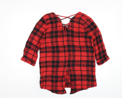 Womens UK Size 10 River Island Red Basic Button-Up