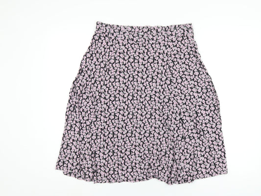 Classic Womens Pink Floral Viscose A-Line Skirt Size 32