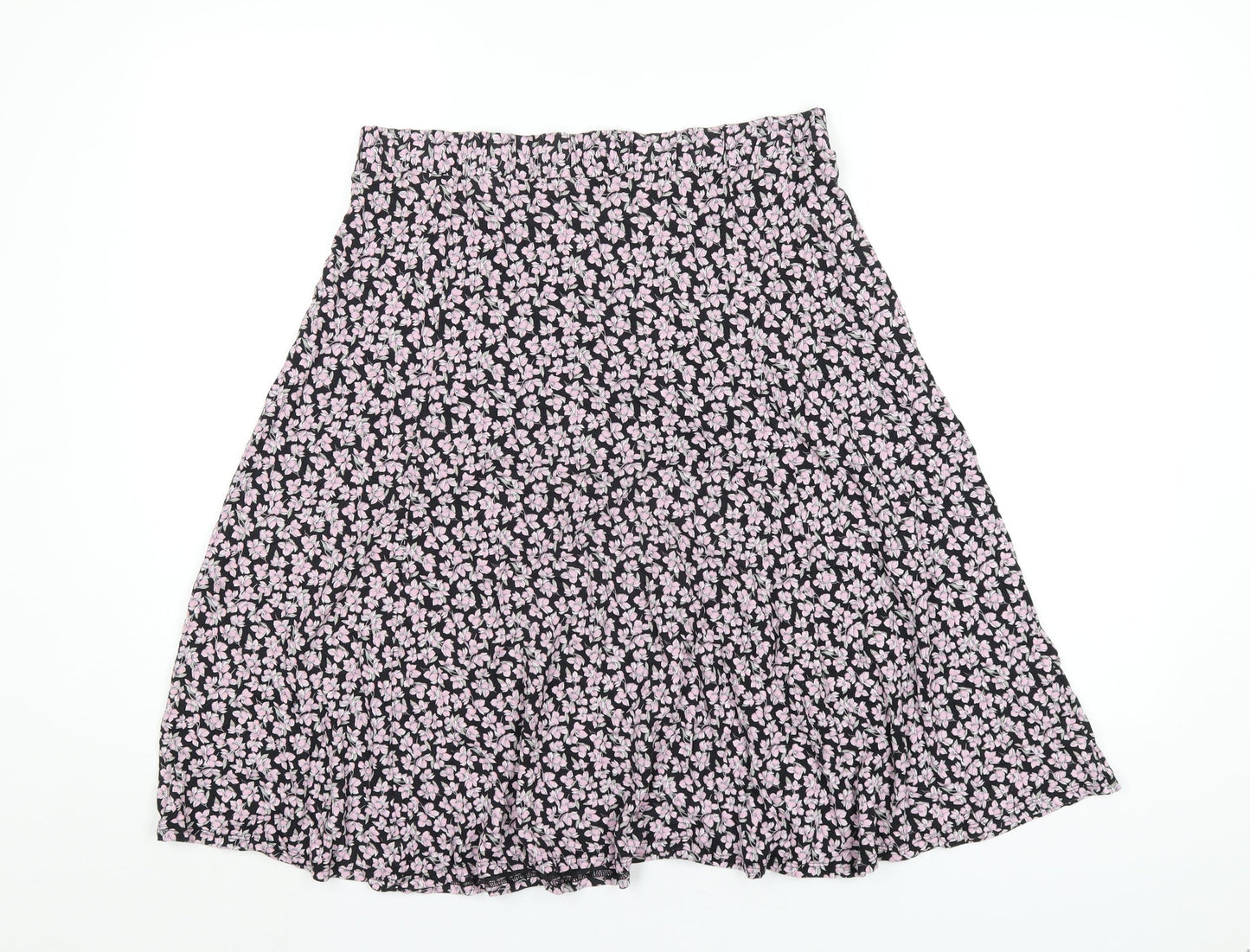 Classic Womens Pink Floral Viscose A-Line Skirt Size 32