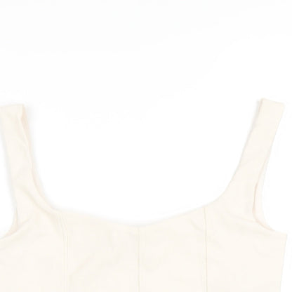 Womens UK Size S Stradivarius Ivory Cropped T-Shirt