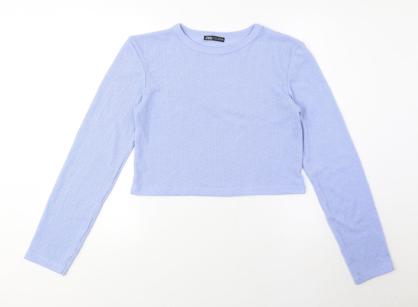 Womens UK Size M Zara Blue Cropped T-Shirt