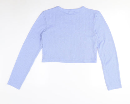 Womens UK Size M Zara Blue Cropped T-Shirt
