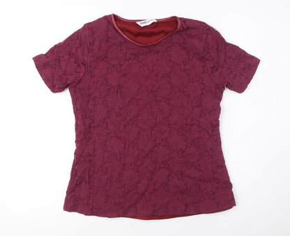 Womens UK Size S Bonmarché Red Basic T-Shirt