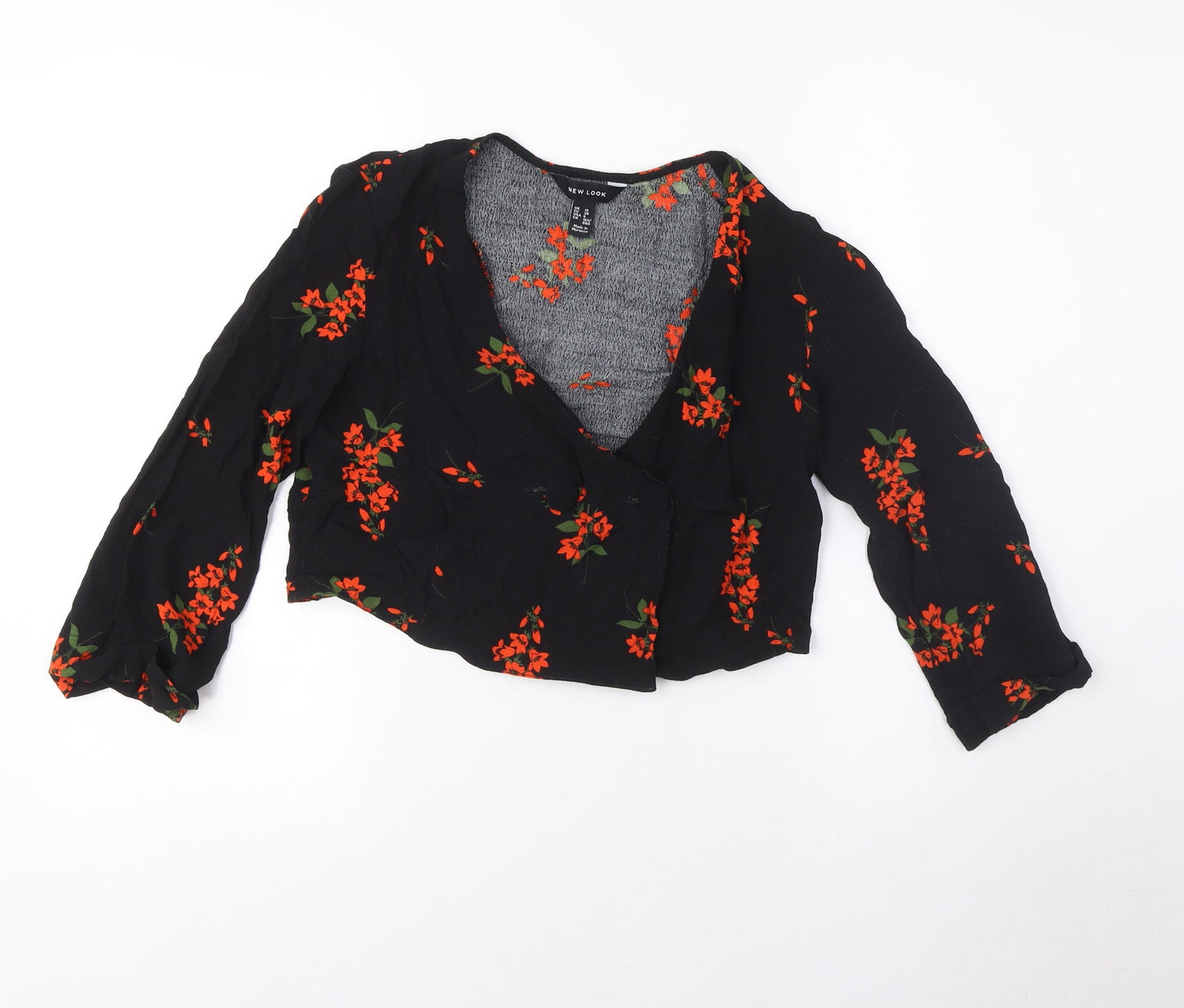 Womens UK Size UK 10 New Look Black Cropped Blouse