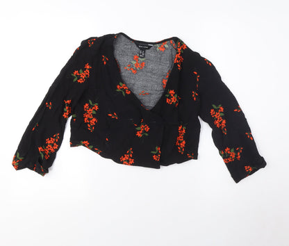 Womens UK Size UK 10 New Look Black Cropped Blouse