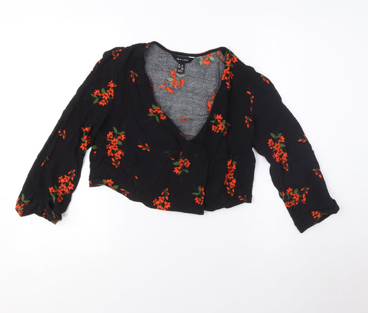 Womens UK Size UK 10 New Look Black Cropped Blouse