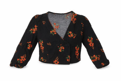 Womens UK Size UK 10 New Look Black Cropped Blouse