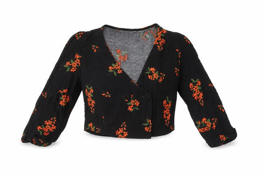Womens UK Size UK 10 New Look Black Cropped Blouse