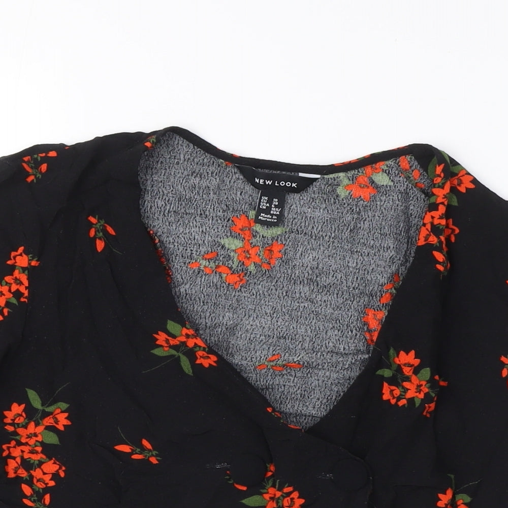 Womens UK Size UK 10 New Look Black Cropped Blouse