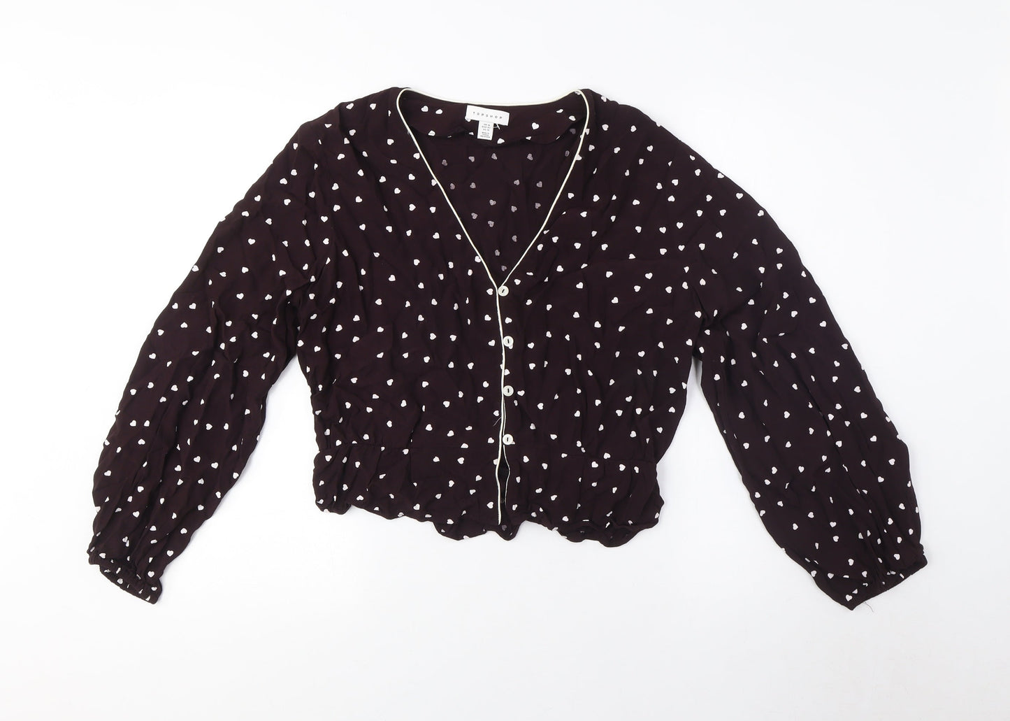 Womens UK Size 8 Topshop Black Wrap Blouse