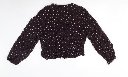 Womens UK Size 8 Topshop Black Wrap Blouse