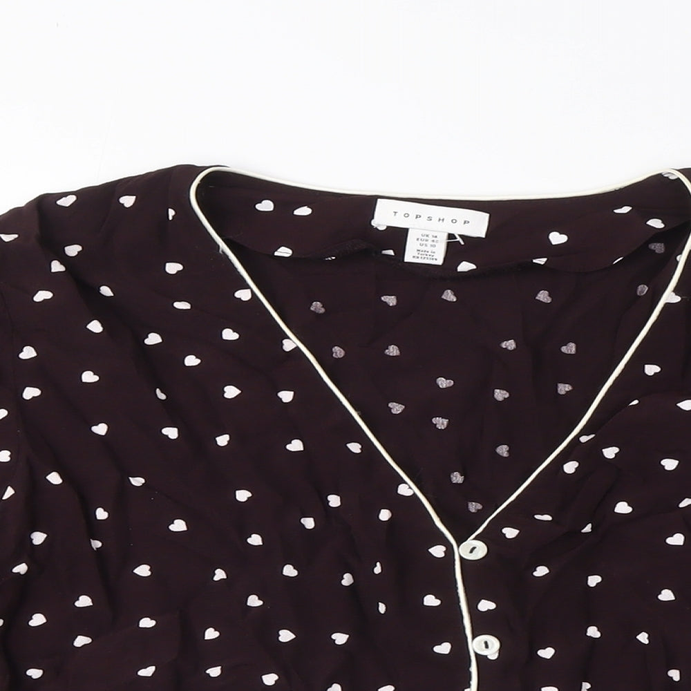 Womens UK Size 8 Topshop Black Wrap Blouse
