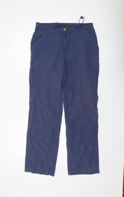 Hawkshead Womens Blue Cotton Trousers Size 12 L30 in Regular Snap