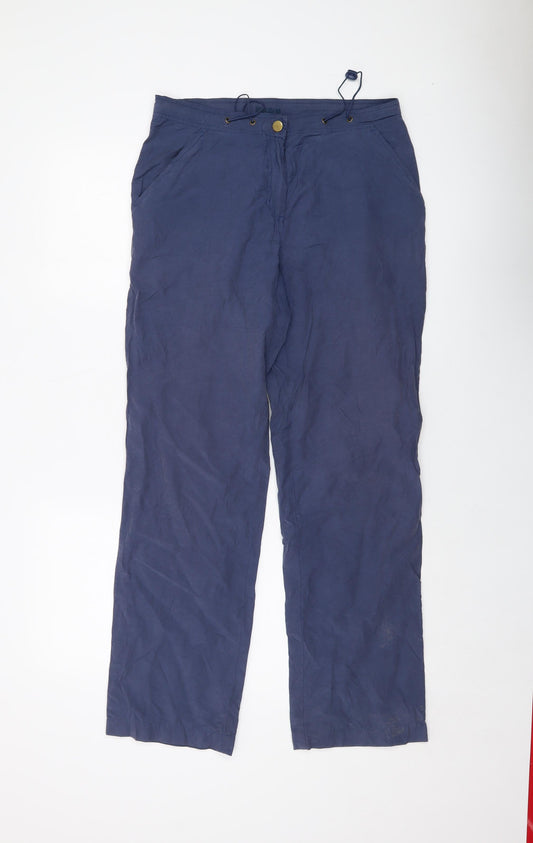 Hawkshead Womens Blue Cotton Trousers Size 12 L30 in Regular Snap