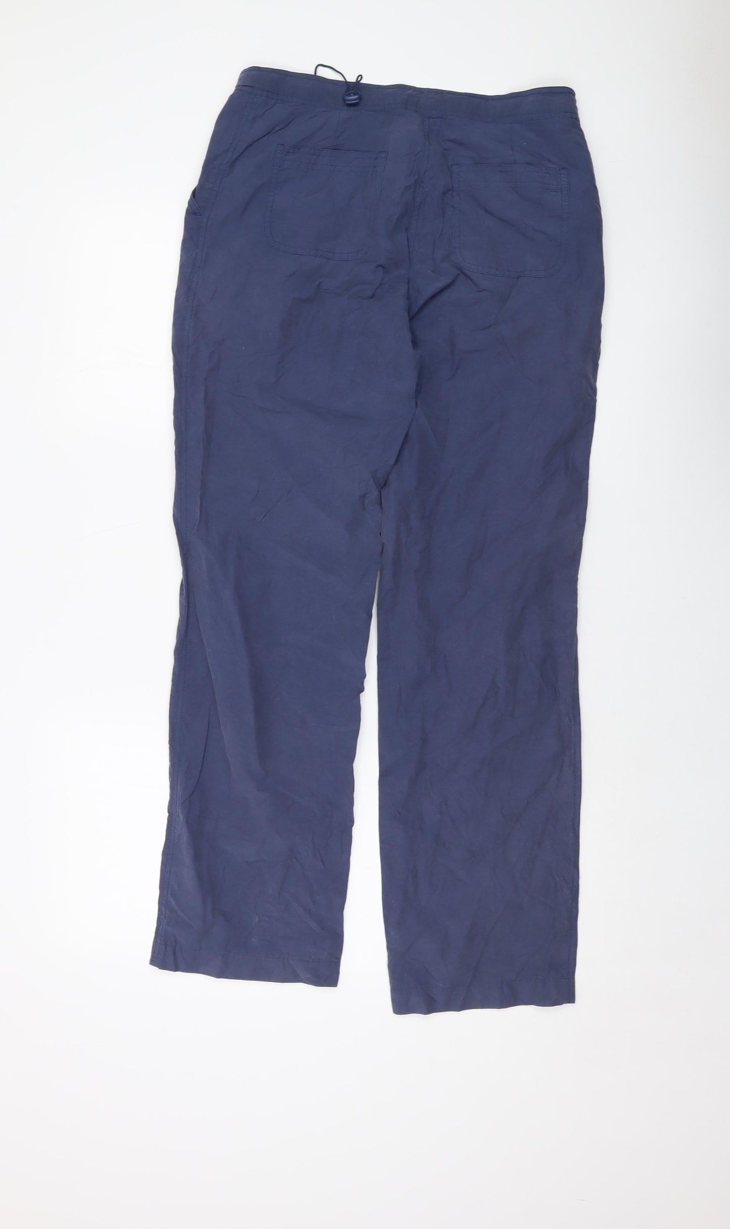 Hawkshead Womens Blue Cotton Trousers Size 12 L30 in Regular Snap