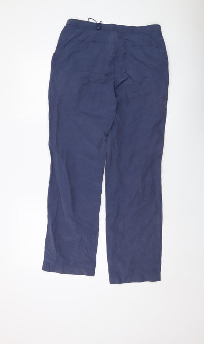 Hawkshead Womens Blue Cotton Trousers Size 12 L30 in Regular Snap