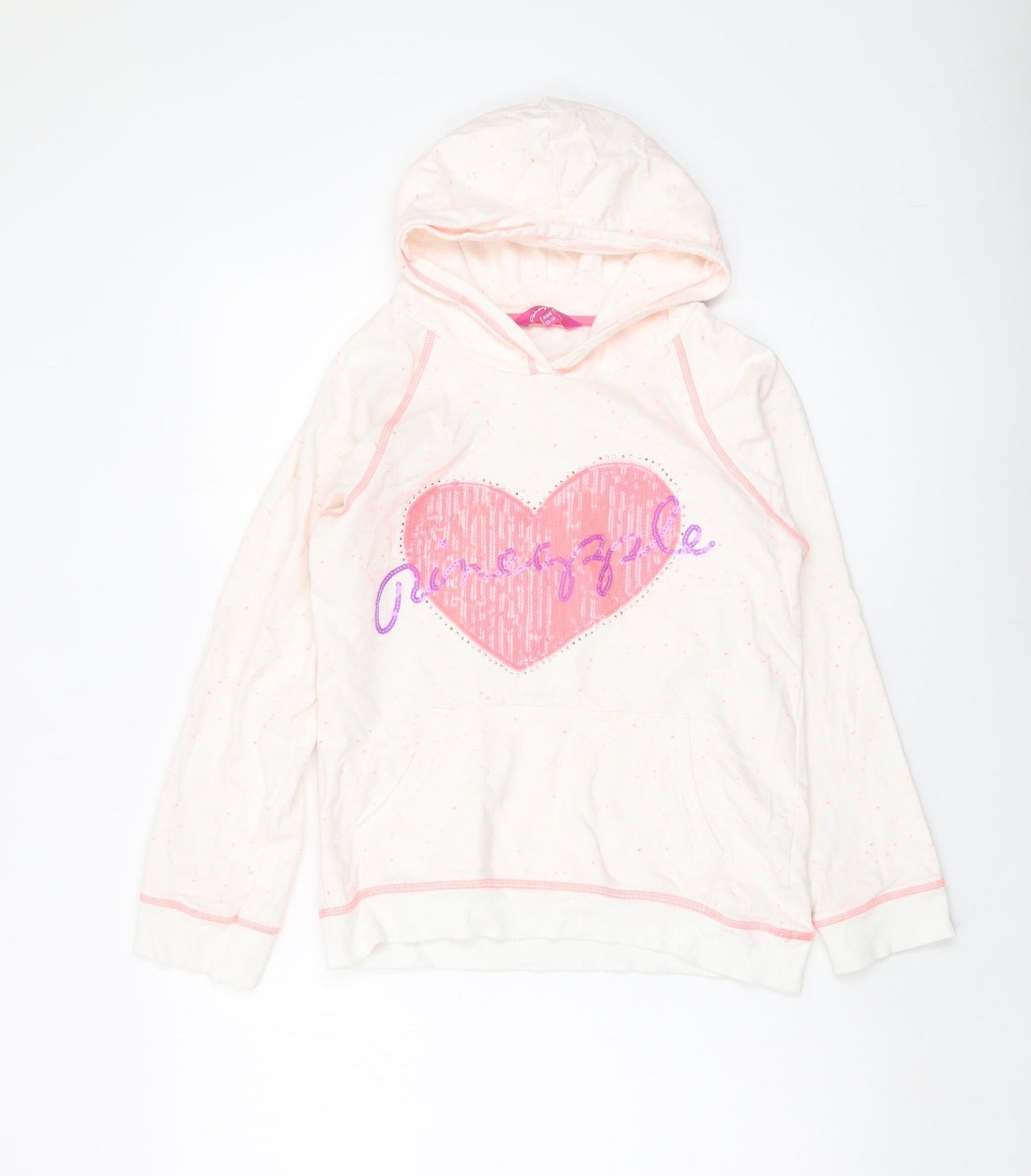 Pineapple Girls Pink Cotton Pullover Hoodie Size 13-14 Years Pullover