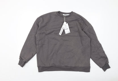 NA-KD Womens Grey Cotton Pullover Sweatshirt Size XS Pullover