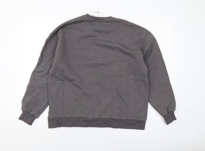 NA-KD Womens Grey Cotton Pullover Sweatshirt Size XS Pullover