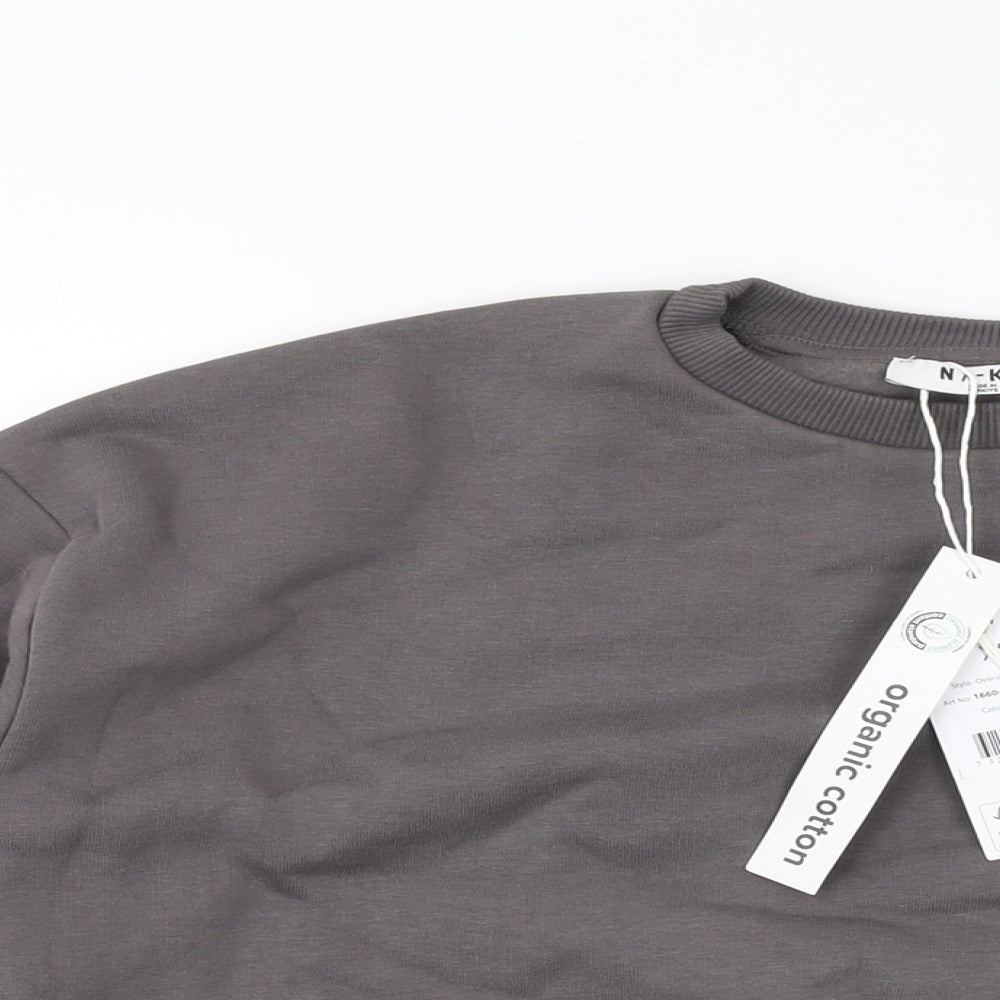 NA-KD Womens Grey Cotton Pullover Sweatshirt Size XS Pullover
