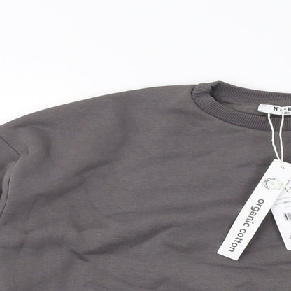 NA-KD Womens Grey Cotton Pullover Sweatshirt Size XS Pullover