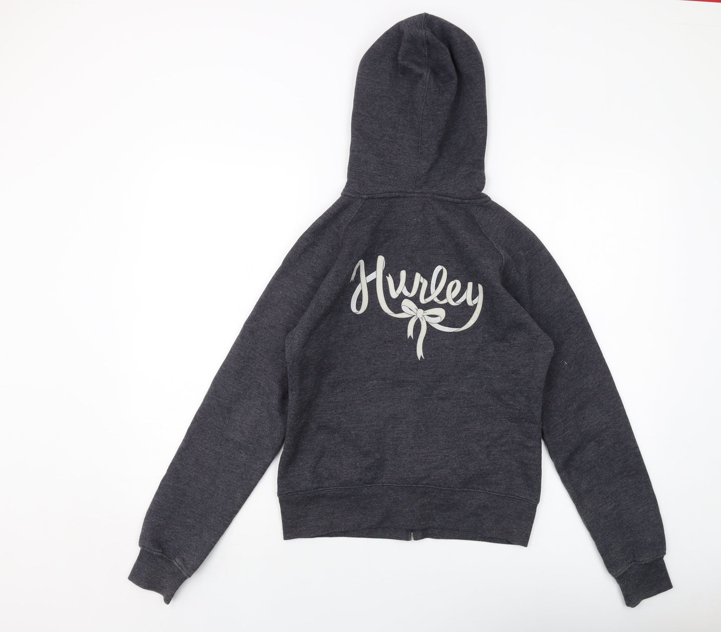 Hurley Womens Grey Cotton Full Zip Hoodie Size M Zip