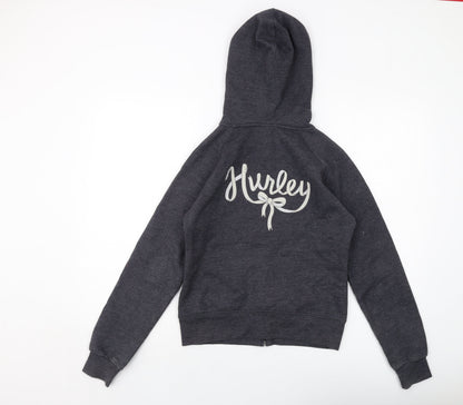 Hurley Womens Grey Cotton Full Zip Hoodie Size M Zip