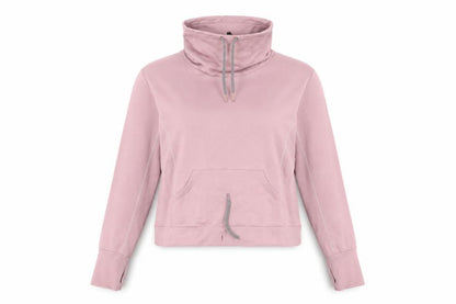 Front view of Savannah Miller women’s pink polyester pullover sweatshirt, size L, pullover