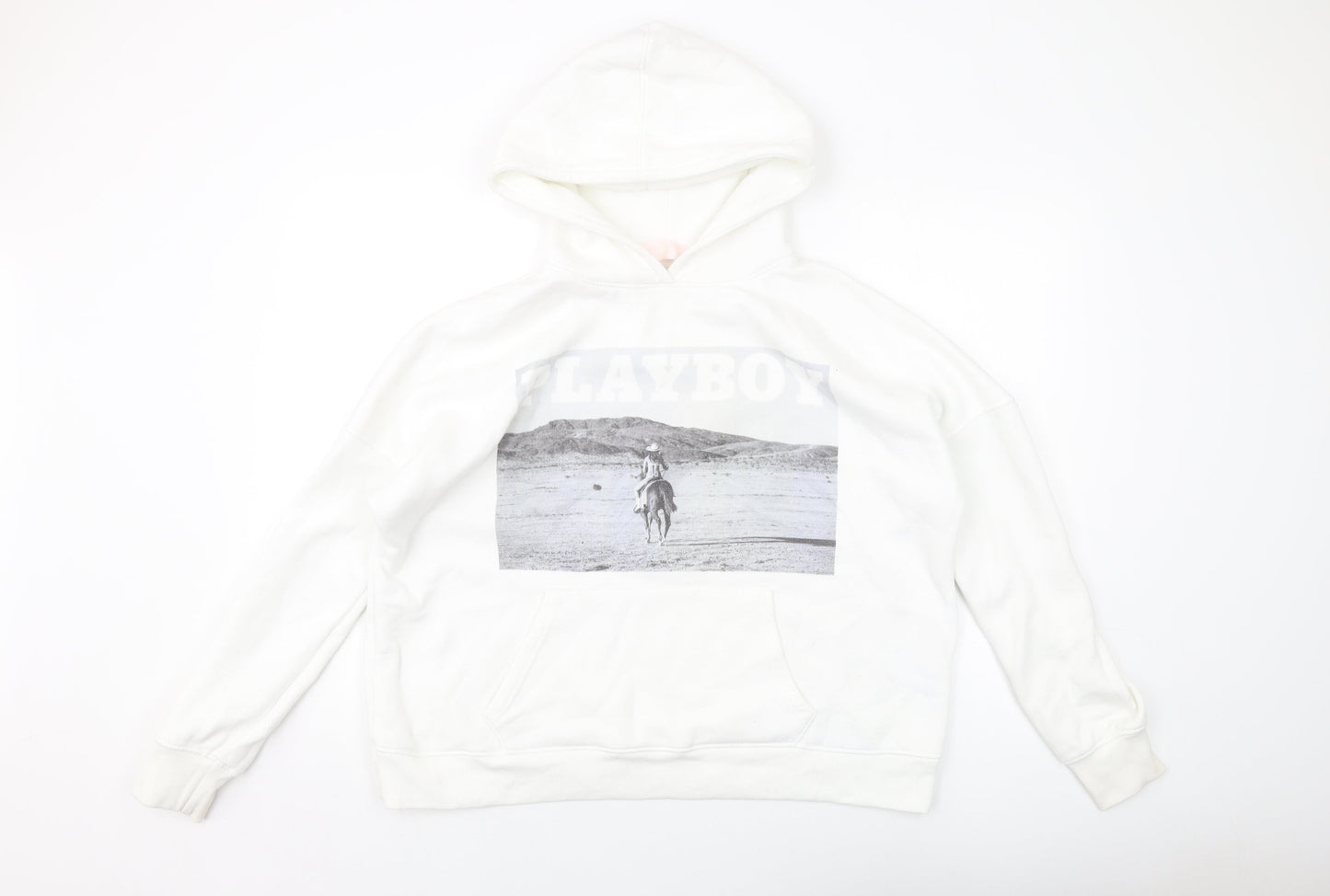 Playboy Womens White Polyester Pullover Hoodie Size 10 Pullover