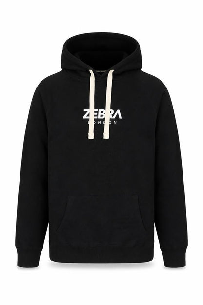 Zebra Mens Black Cotton Pullover Hoodie Size M