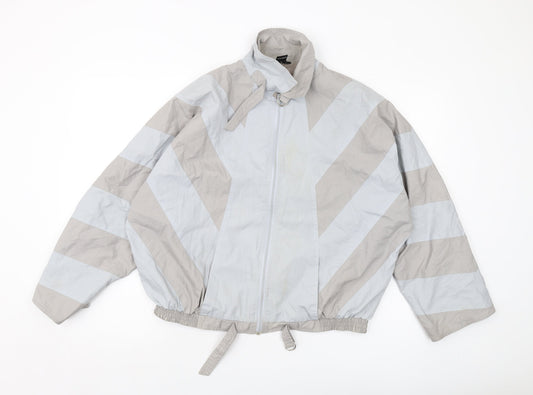 C&A Womens Blue Striped Jacket Size 10 Zip - Vintage