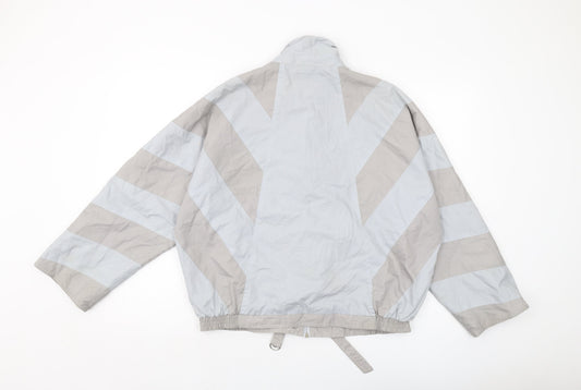 C&A Womens Blue Striped Jacket Size 10 Zip - Vintage