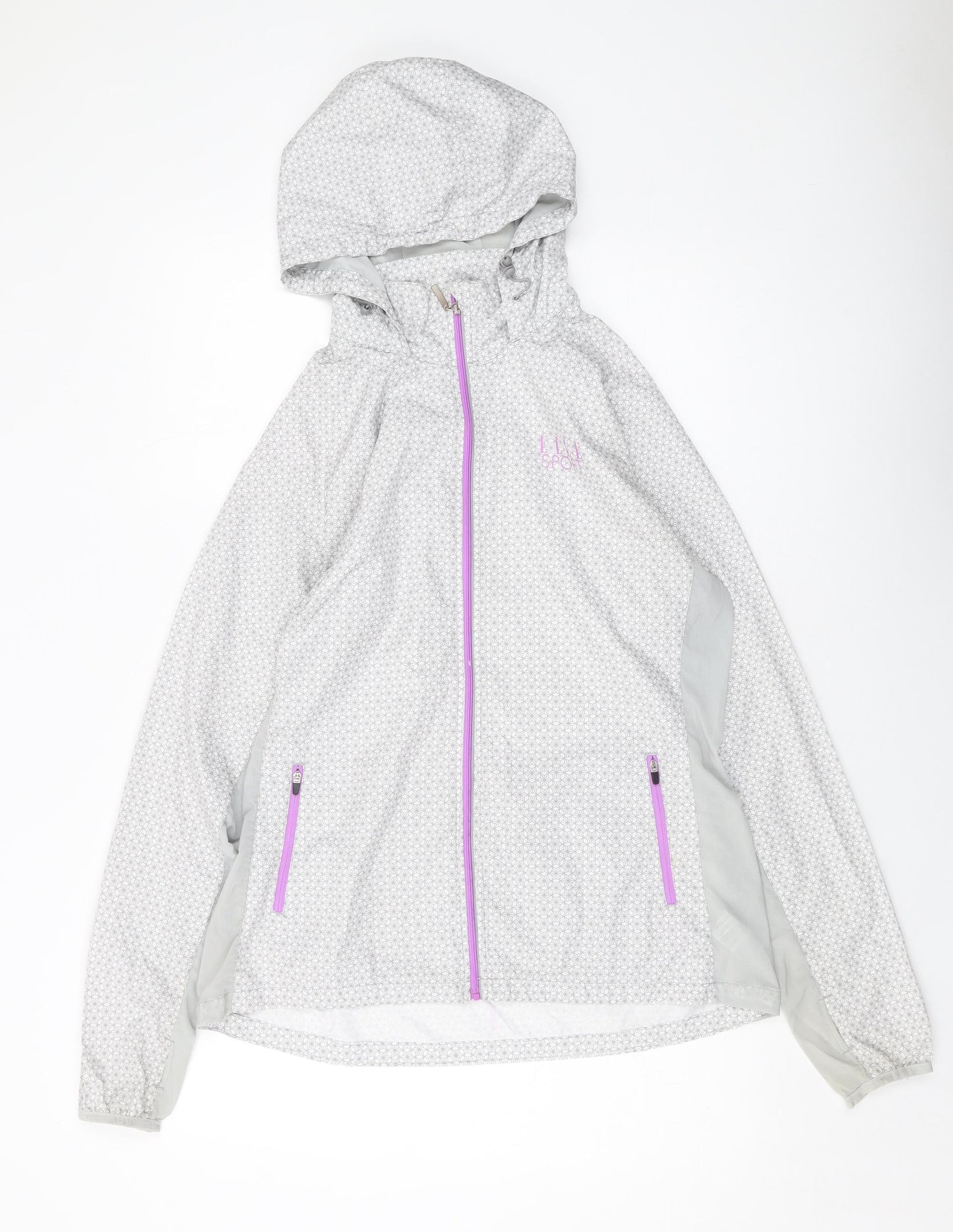Elle Sport Womens Grey Geometric Jacket Size M Zip