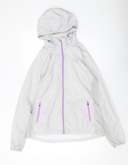 Elle Sport Womens Grey Geometric Jacket Size M Zip
