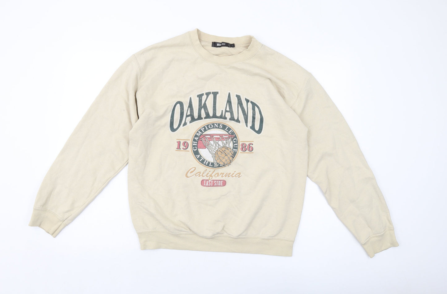 Oakland Womens Beige Polyester Pullover Sweatshirt Size M Pullover