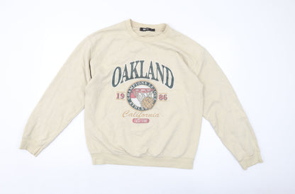 Oakland Womens Beige Polyester Pullover Sweatshirt Size M Pullover