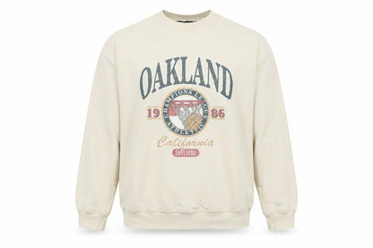 Oakland Womens Beige Polyester Pullover Sweatshirt Size M Pullover
