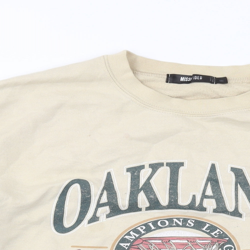 Oakland Womens Beige Polyester Pullover Sweatshirt Size M Pullover