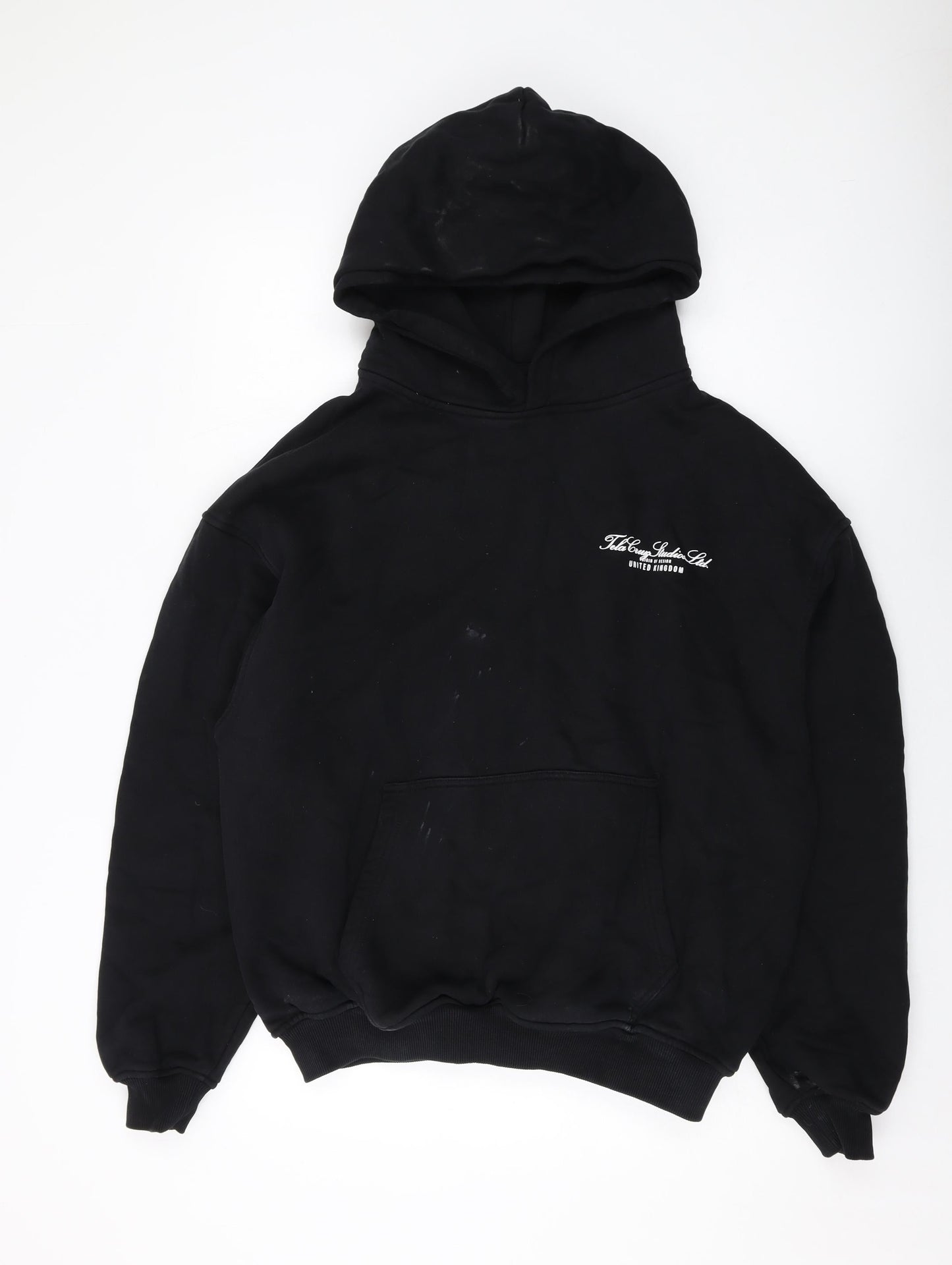Tela Cruz Mens Black Cotton Pullover Hoodie Size L