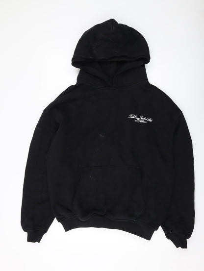 Tela Cruz Mens Black Cotton Pullover Hoodie Size L