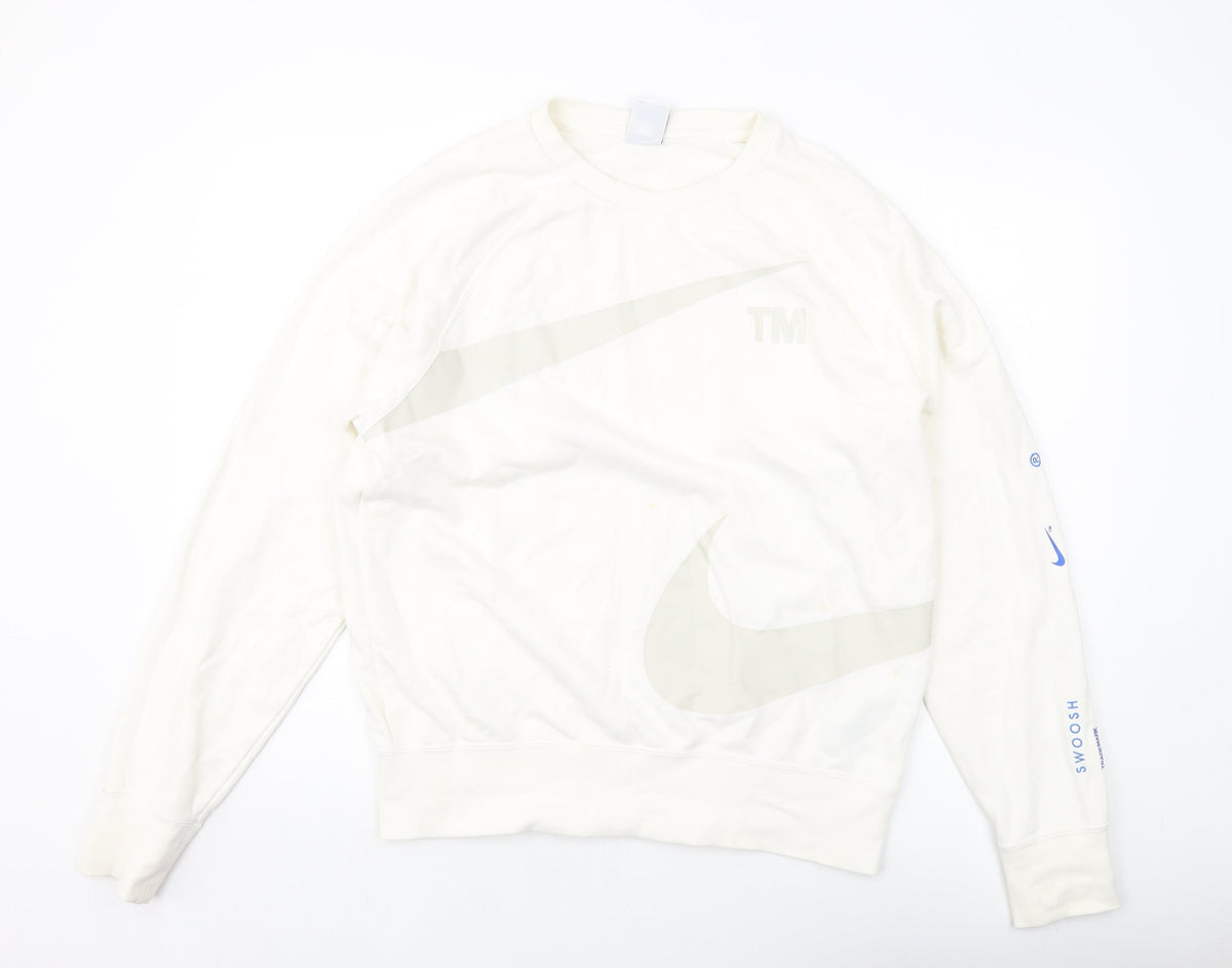 Nilke Mens Ivory Cotton Pullover Sweatshirt Size M