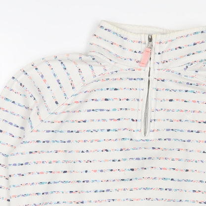 Crew Clothing Womens White Striped Cotton Pullover Sweatshirt Size 8 Zip