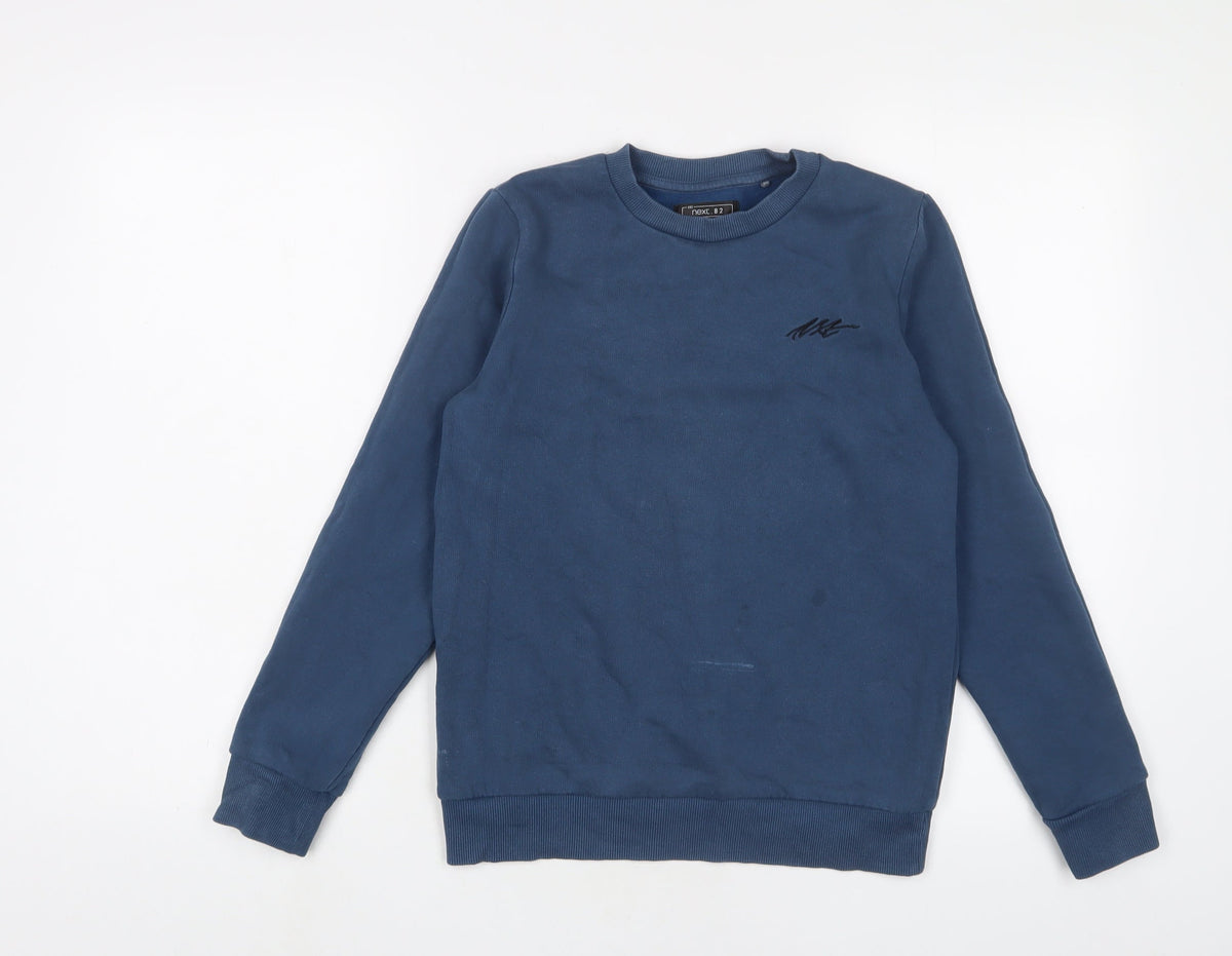 Next Boys Blue Cotton Pullover Sweatshirt Size 11 Years Pullover - Logo, Embroidered